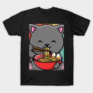 cat eating ramen T-Shirt